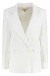 Elisabetta Franchi Double-breasted Gabardine Jacket In Neutral
