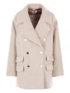 Elisabetta Franchi Double-breasted Coat Coats And Trench Coats White In Neutral