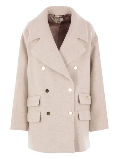 ELISABETTA FRANCHI DOUBLE-BREASTED GOLD-BUTTON COAT