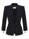 Elisabetta Franchi Tailored Blazer With Padded Shoulders And Peak Lapels In Black