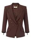Elisabetta Franchi Structured Double-breasted Jacket Gold Buttons In Brown