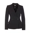 Elisabetta Franchi Double-breasted Crepe Blazer In Black