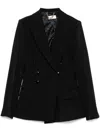 Elisabetta Franchi Double-breasted Jacket With Belted Waist In Black