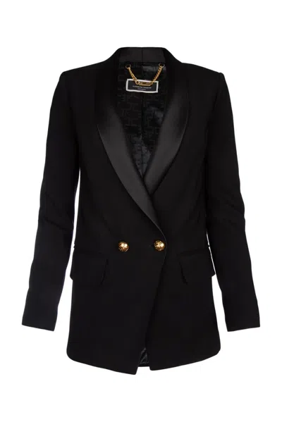 Elisabetta Franchi Double Breasted Jacket In Black