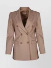 Elisabetta Franchi Double Breasted Jacket Chest Flap Pockets In Neutral