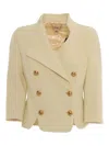 Elisabetta Franchi Textured Double-breasted Tailored Jackets In Neutral