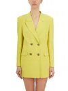 Elisabetta Franchi Double-breasted Jacket With Peak Lapers In Yellow