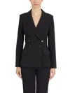 Elisabetta Franchi Double-breasted Jacket With Satin Details In Black
