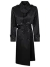 Elisabetta Franchi Double-breasted Jacquard Trench Coat In Nero