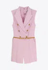 Elisabetta Franchi Jumpsuit With Shoulder Pads And Leather Belt