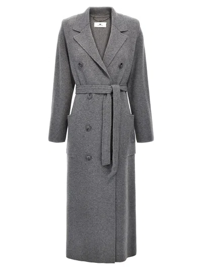 ELISABETTA FRANCHI DOUBLE-BREASTED KNIT COAT