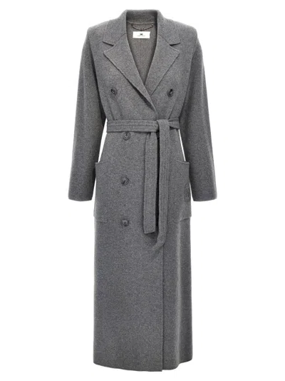 ELISABETTA FRANCHI DOUBLE-BREASTED KNIT COAT