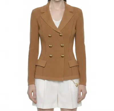 Elisabetta Franchi Double Breasted Knit Jacket In Brown