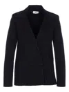 Elisabetta Franchi Double-breasted Knit Jacket With Embroidery Clothing In Blue