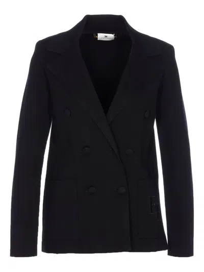ELISABETTA FRANCHI ELISABETTA FRANCHI DOUBLE-BREASTED KNIT JACKET WITH EMBROIDERY