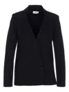 Elisabetta Franchi Double-breasted Knit Jacket With Embroidery Clothing In Blue
