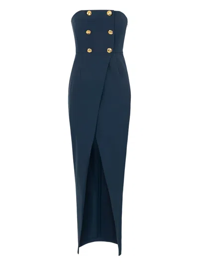 Elisabetta Franchi Double-breasted Maxi Dress In Blue