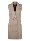 Elisabetta Franchi Double-breasted Mini Dress In Nude