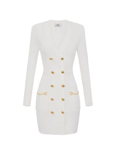 Elisabetta Franchi Double-breasted Mini Dress In White