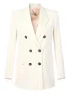 Elisabetta Franchi Double-breasted Pocket-square Blazer In Neutral