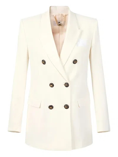 Elisabetta Franchi Double-breasted Pocket-square Blazer In Neutral