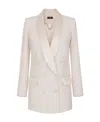 Elisabetta Franchi Double-breasted Satin-trim Blazer In White