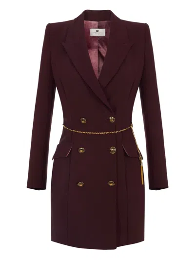 Elisabetta Franchi Maroon Double-breasted Dress In Burgundy