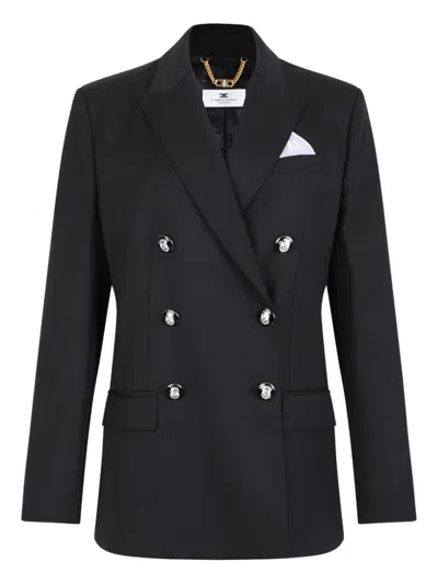 Elisabetta Franchi Double-breasted Skull-button Blazer In Blue