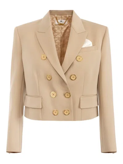 Elisabetta Franchi Double-breasted Tailored Blazer In Neutral