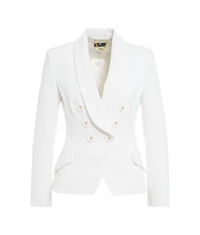 Elisabetta Franchi Double Breasted Tailored Blazer In White