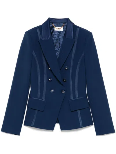 Elisabetta Franchi Double-breasted Tailored Jacket In Blue