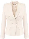 Elisabetta Franchi Crepe Satin Blazer In Neutral