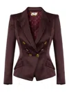 Elisabetta Franchi Double-breasted Tailored Jacket With Gold-tone Buttons In Burgundy