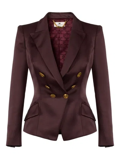 ELISABETTA FRANCHI DOUBLE-BREASTED TAILORED JACKET WITH GOLD-TONE BUTTONS