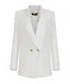 Elisabetta Franchi White Double-breasted Twill Blazer In White