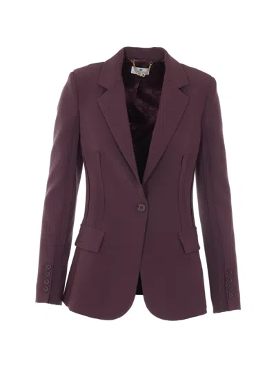 Elisabetta Franchi Double-breasted V-neck Jacket In Purple