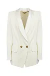 Elisabetta Franchi Ivory Blazer With Satin Shawl Lapels In Avorio