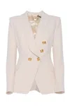 Elisabetta Franchi Double-breasted White Blazer With Gold Buttons In White