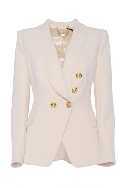 Elisabetta Franchi Double-breasted White Blazer With Gold Buttons