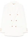 Elisabetta Franchi Double-breasted Crepe Jacket With Golden Buttons In White