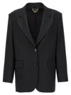 Elisabetta Franchi Double-breasted Wool Blazer Blazer And Suits Black In Black
