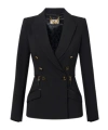 Elisabetta Franchi Double-breasted Zip-detail Blazer In Black