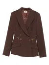 Elisabetta Franchi Double-breasted Zip-detail Jacket In Brown