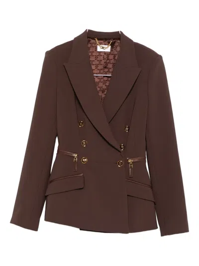 ELISABETTA FRANCHI DOUBLE-BREASTED ZIP-DETAIL JACKET