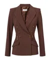 Elisabetta Franchi Double-breasted Zip-detail Jacket In Brown