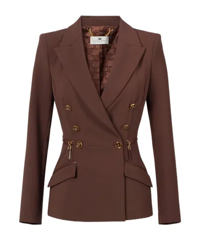 ELISABETTA FRANCHI DOUBLE-BREASTED ZIP-DETAIL JACKET