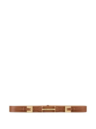 Elisabetta Franchi Double-buckle Leather Belt In Brown