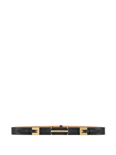 Elisabetta Franchi Double Buckle Plate Belt In Black