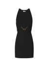 Elisabetta Franchi Sleeveless Round Neck Mini Fitted Chain Dress In Black