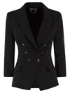 Elisabetta Franchi Fitted Blazer With Logoed Buttons In Black